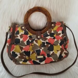RELIC Canvas Purse Handbag Removeable Shoulder Strap Round‎ Handles Floral Fall